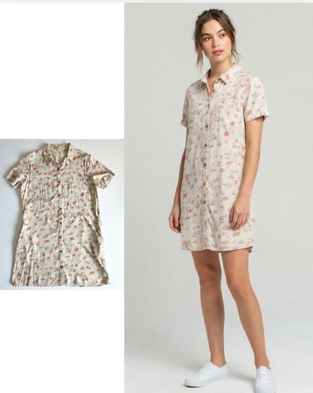 Vans Floral Button-Up Shirt Dress Size M Vintage Y2k Skaterstyle